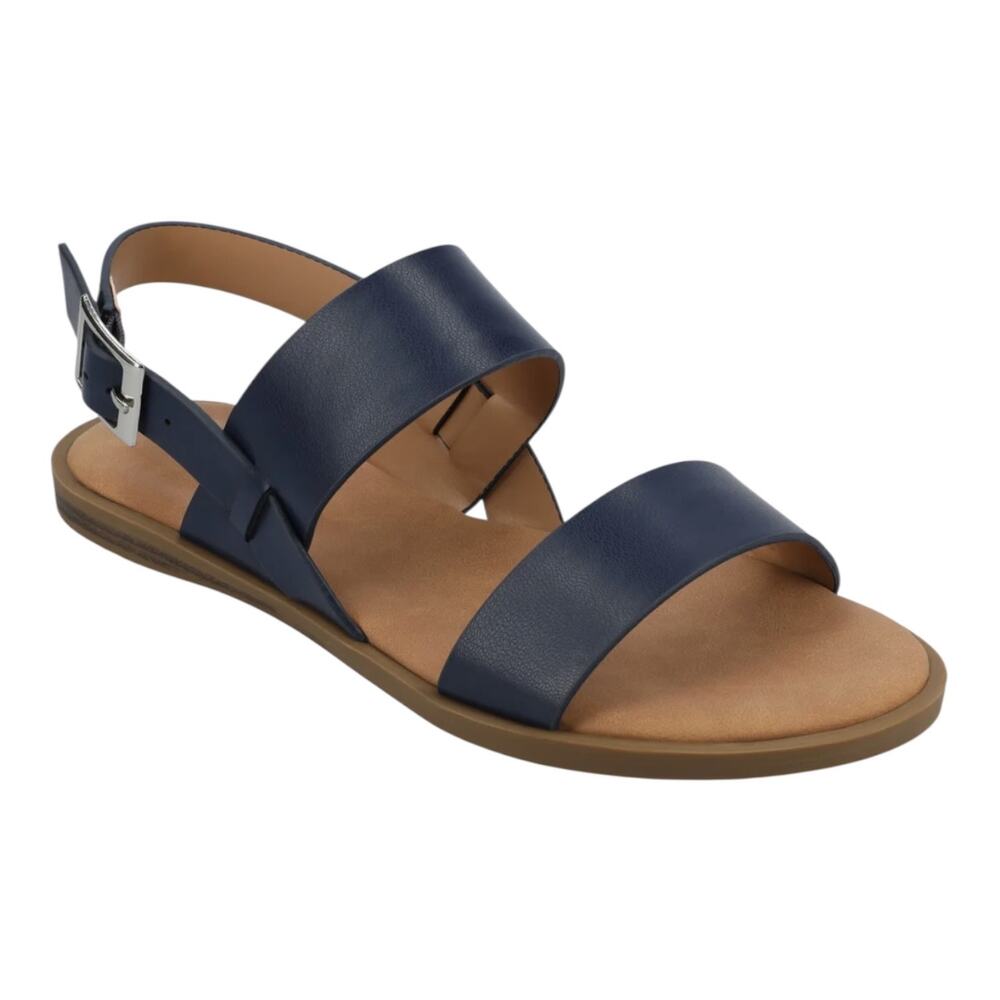 Journee Collection Women's Lavine Double Strap Flat Sandals Navy Size 10 M